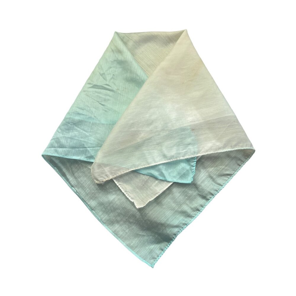 Vintage 70s Ombre Scarf Lightweight Neck Wrap Bandana White Blue Retro Style